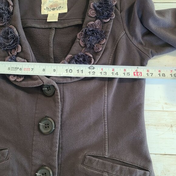 Nick & Mo Floral Embellished Blazer Jacket Gray Small Whimseygoth Romantic - Picture 6 of 7